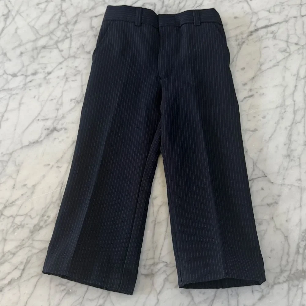 Boys Vintage Navy Pin Striped Dress Pants 3/4Y